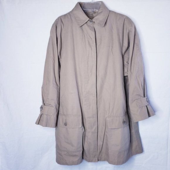 London Fog Jackets & Blazers - Vintage London Fog Tan Button Front Trench Coat Women's Size 12 Petite
